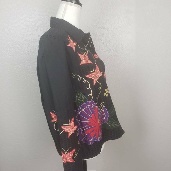 Alex Kim Floral Butterfly Blazer Jacket Small - Picture 5 of 8